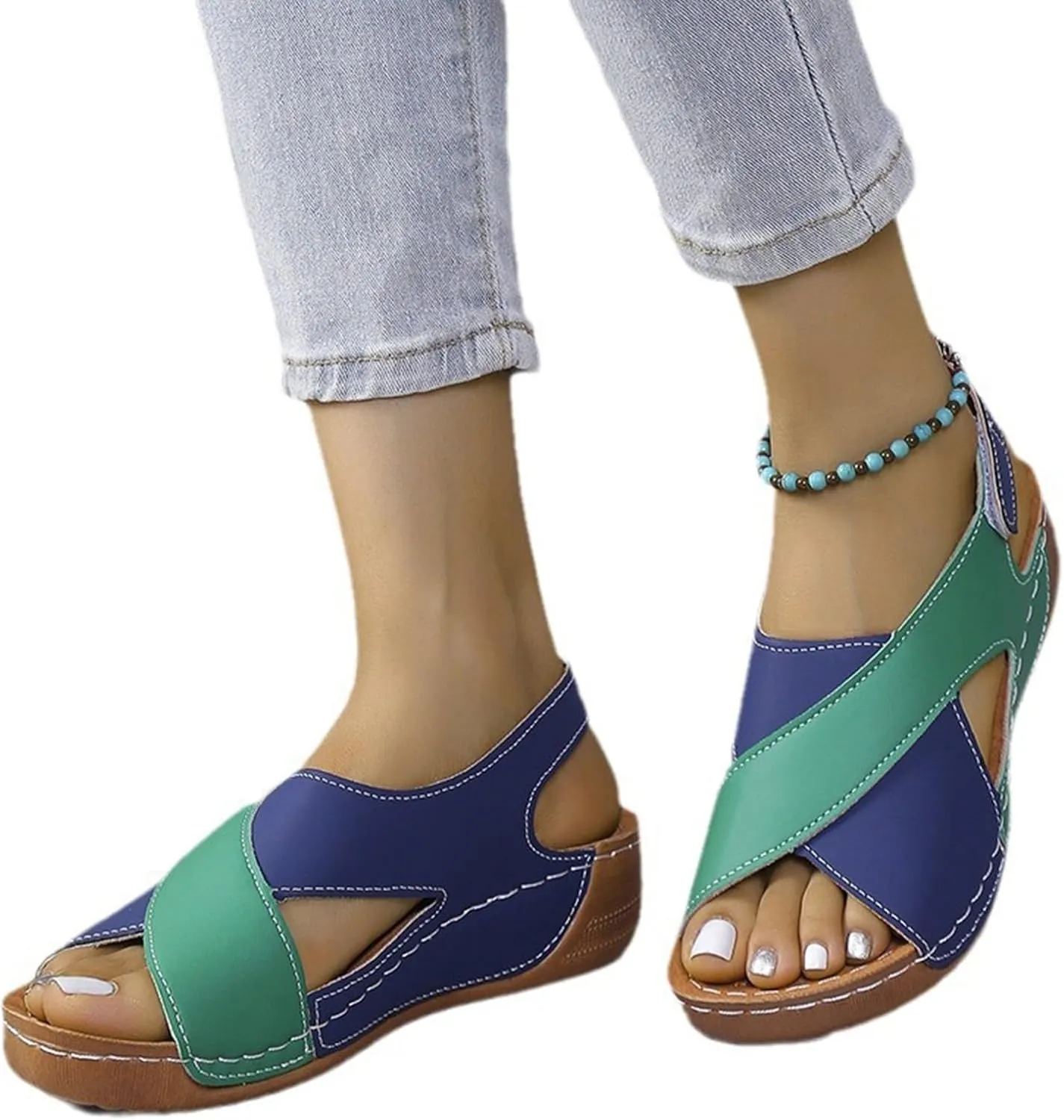 Women's Wedge Orthopedic Sandals 2025, Womens Crisscross Strap Open Toe Summer Shoes,Comfortable Orthopedic Sandals with Arch Support