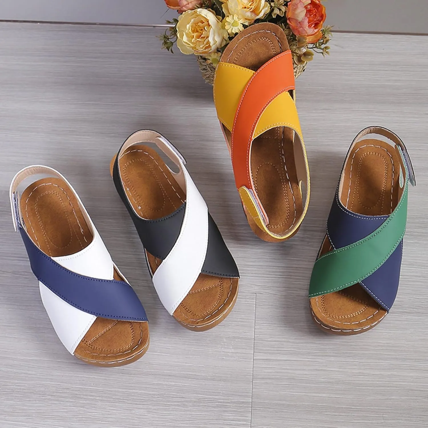 Women's Wedge Orthopedic Sandals 2025, Womens Crisscross Strap Open Toe Summer Shoes,Comfortable Orthopedic Sandals with Arch Support