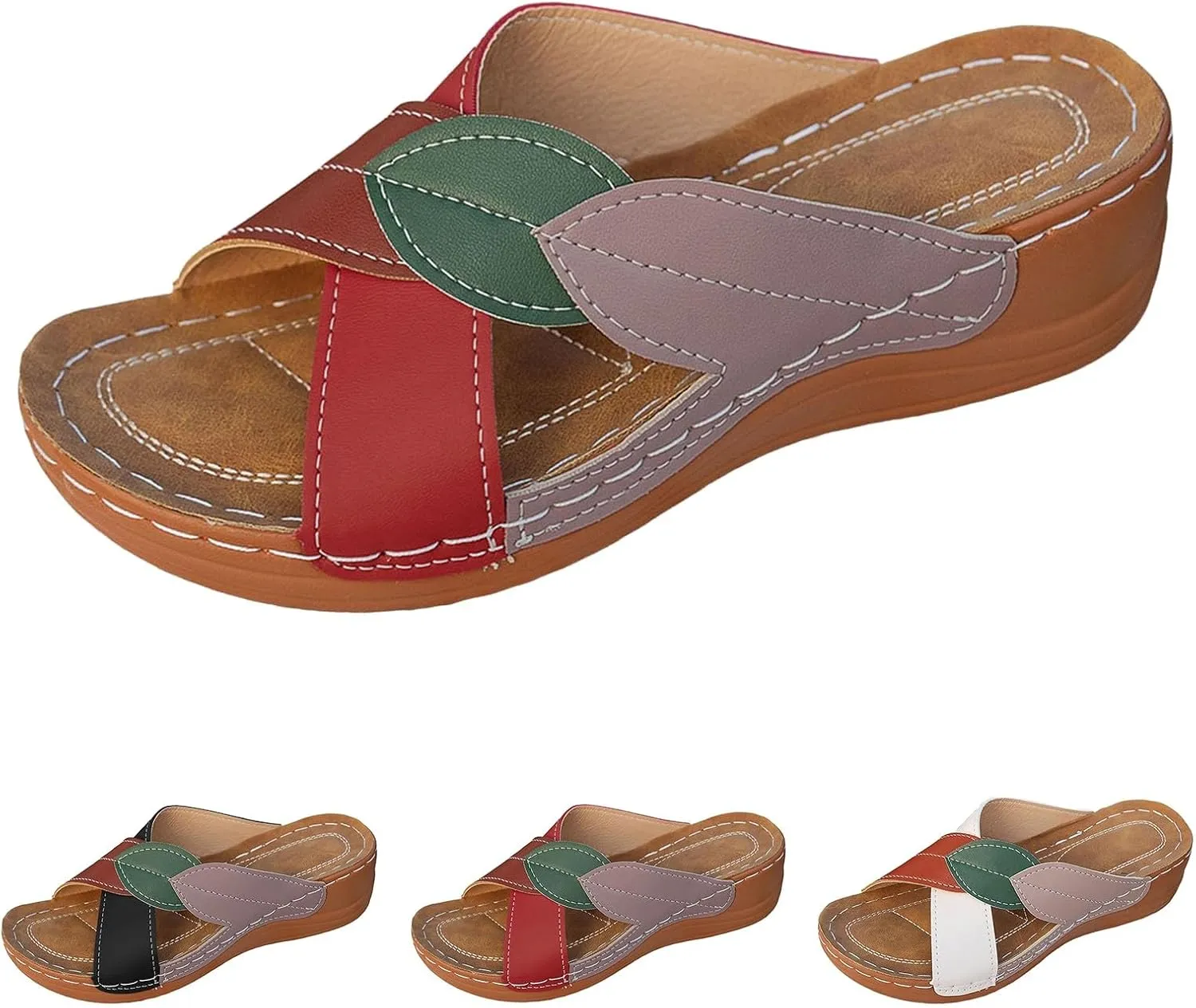 Womens Wedge Orthopedic Sandals Crisscross Strap Open Toe Summer Shoes Casual Boho Comfortable Orthopedic Sandals with Arch Support