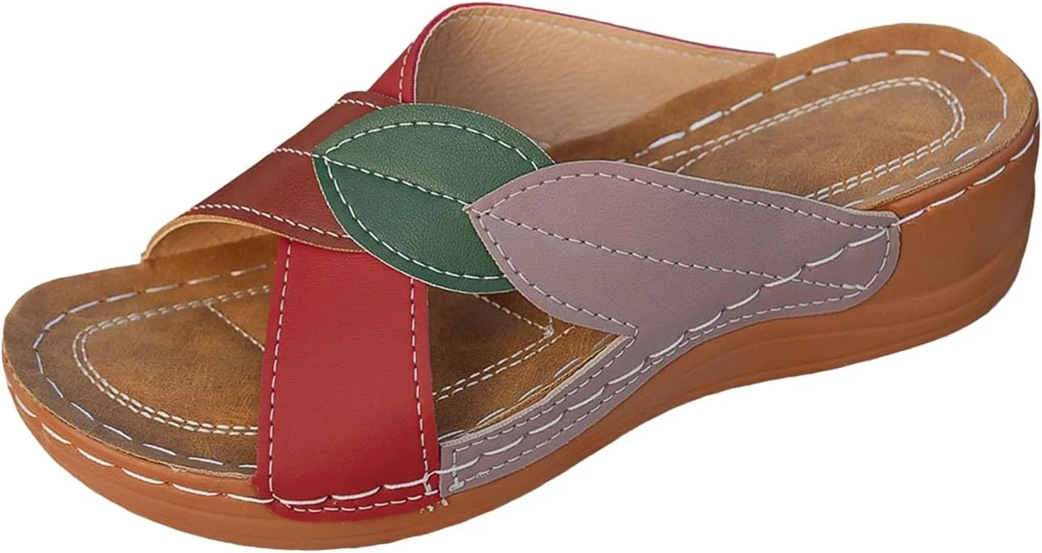 Womens Wedge Orthopedic Sandals Crisscross Strap Open Toe Summer Shoes Casual Boho Comfortable Orthopedic Sandals with Arch Support