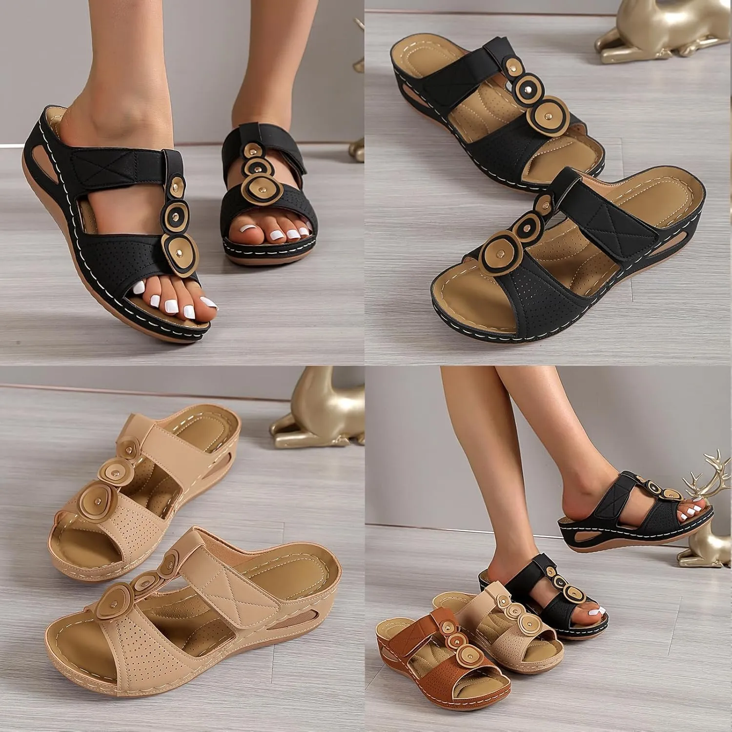 Women's Wedge Sandals Platform: Comfortable Dressy Summer Casual Open Toe Crisscross Straps Platform Walking Orthopedic Arch Support Flat Slip On Slides Slippers Sandal Outdoor Beach Shoes