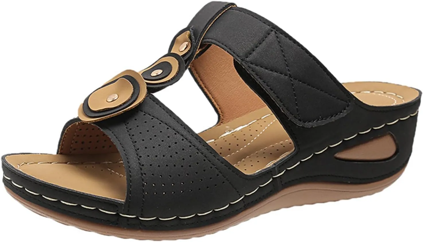 Women's Wedge Sandals Platform: Comfortable Dressy Summer Casual Open Toe Crisscross Straps Platform Walking Orthopedic Arch Support Flat Slip On Slides Slippers Sandal Outdoor Beach Shoes