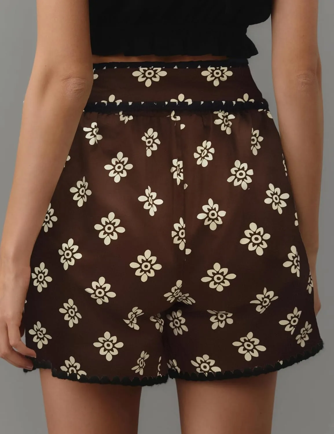 Womens Wrap Skort Printed Skirt Elastic Waist Short Mini Skirts with Side Tie