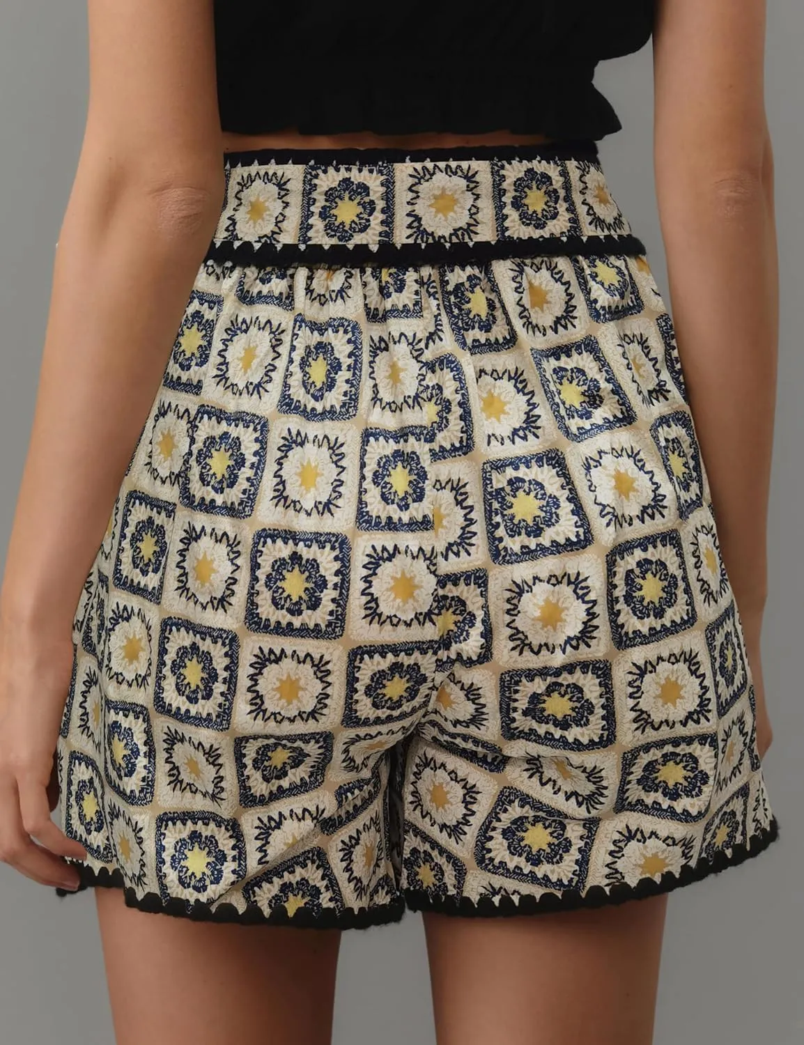 Womens Wrap Skort Printed Skirt Elastic Waist Short Mini Skirts with Side Tie