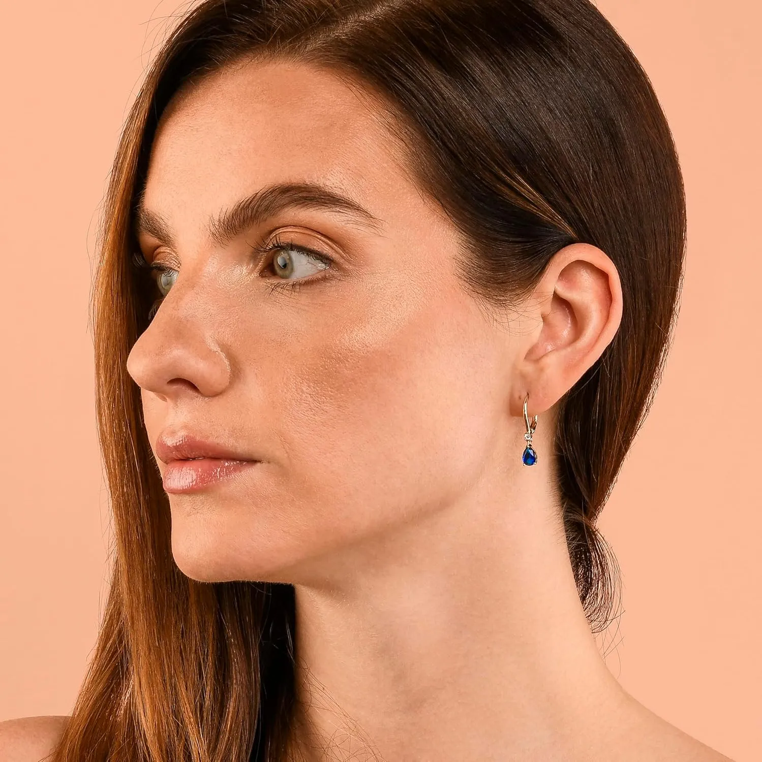 Zavana Small Drop Earrings for Women with Pear Shaped Stones, Dainty Silver or Gold Earrings for Women set with Clear and Coloured Stones, Cute Dangle Earrings for Women with Leverback