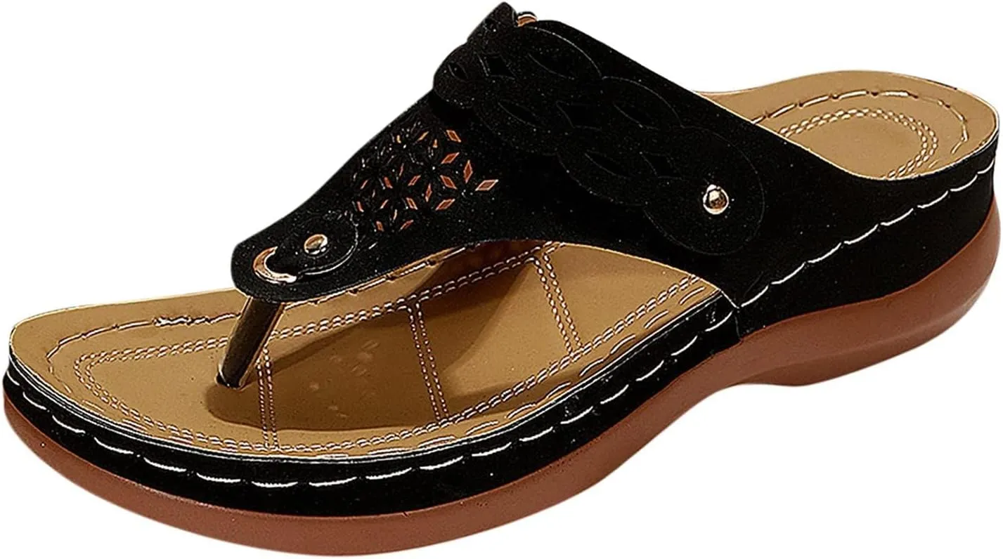 ZWRXW Orthopedic Sandals for Women Arch Support Fashion Orthotic Flip Flops Yoga Mat Comfortable Walking Thong Sandals Bohemian Flip-Flops Slip On Lightweight Indoor Outdoor Shoes